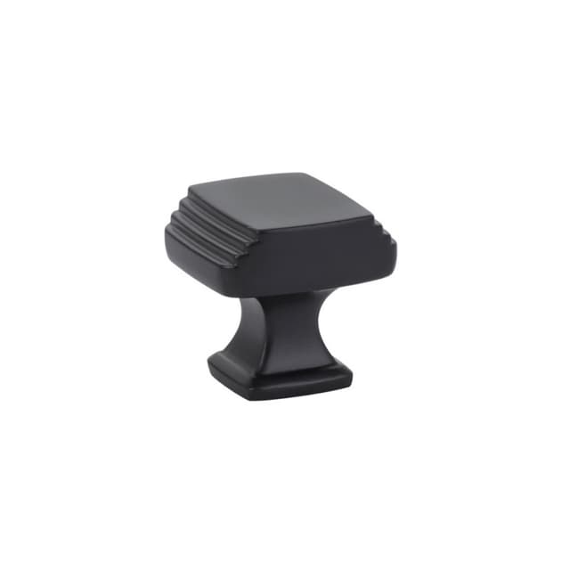 1-1/4" Art Deco Cabinet Knob, Flat Black