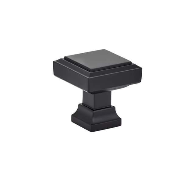 1-1/4" Geometric Square Cabinet Knob, Flat Black