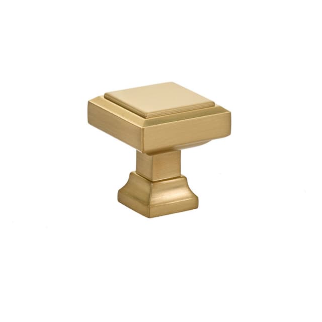 1-1/4" Geometric Square Cabinet Knob, Satin Brass