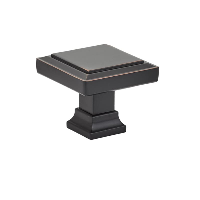 1-5/8" Geometric Square Cabinet Knob, Oil Rubbed Bronze