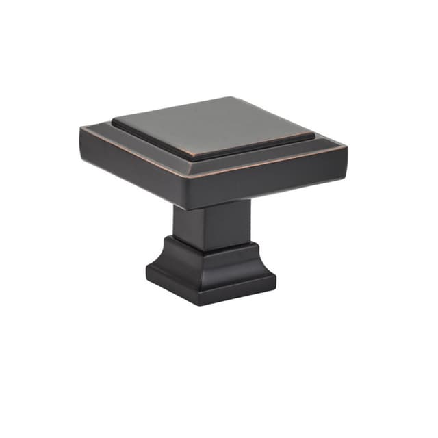 1-5/8" Geometric Square Cabinet Knob, Oil Rubbed Bronze