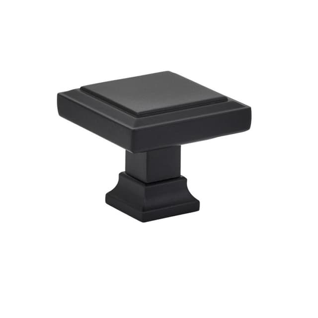 1-5/8" Geometric Square Cabinet Knob, Flat Black