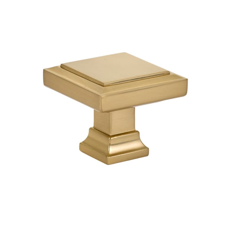 1-5/8" Geometric Square Cabinet Knob, Satin Brass