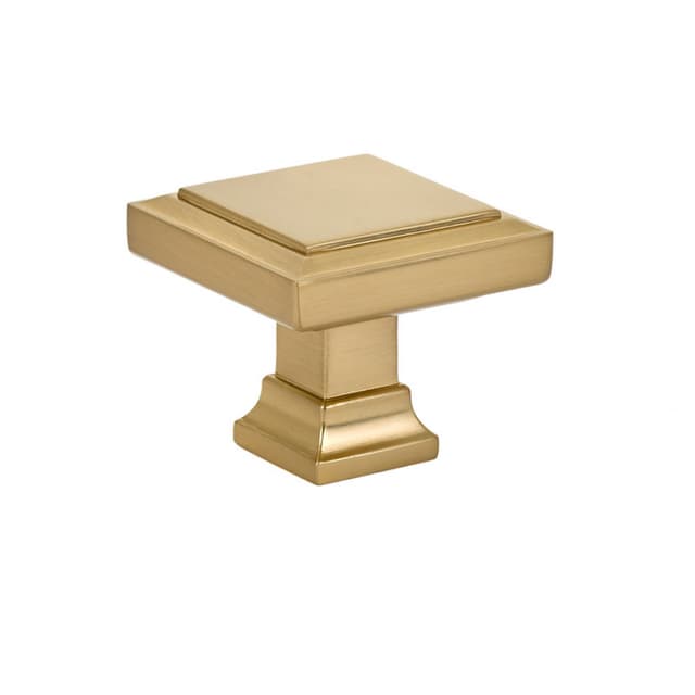 1-5/8" Geometric Square Cabinet Knob, Satin Brass