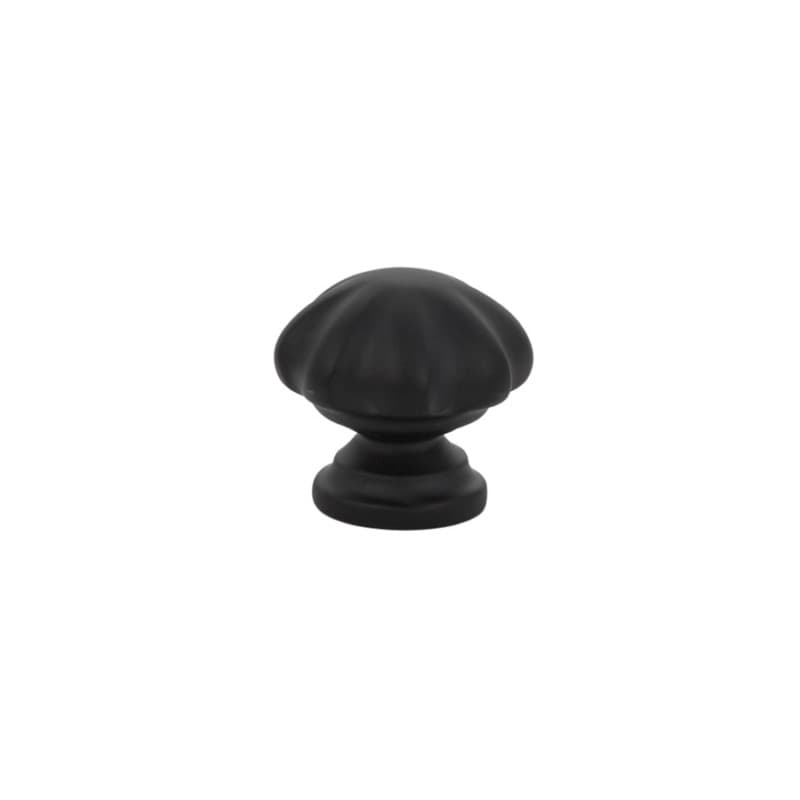 1" Melon Cabinet Knob, Flat Black