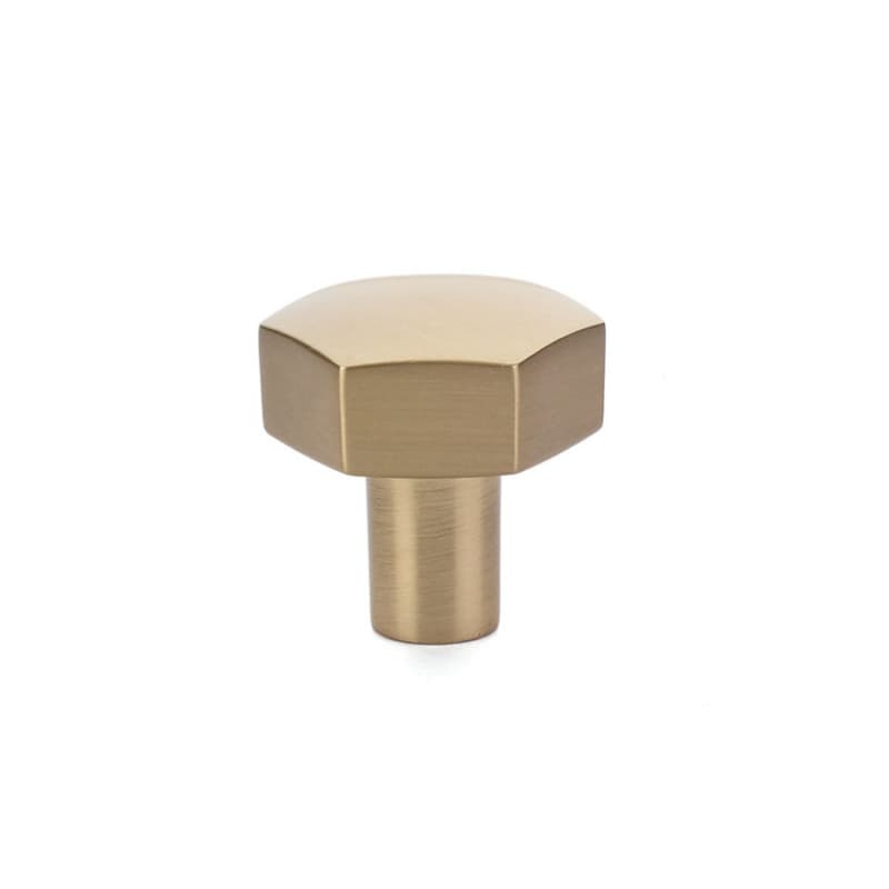 1-1/8" Mod Hex Cabinet Knob, Satin Brass