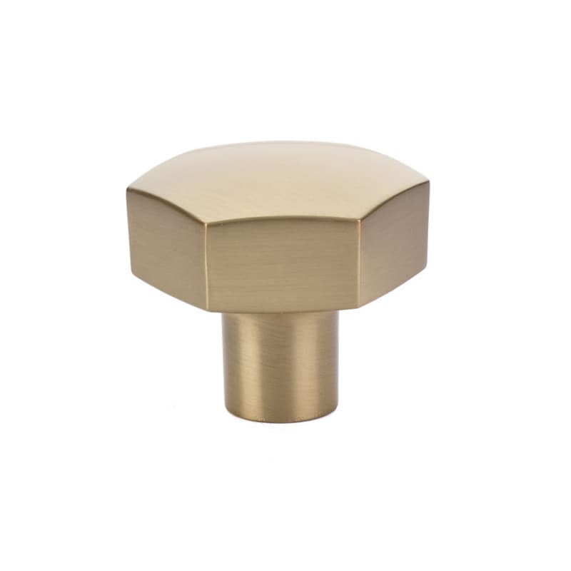 1-1/2" Mod Hex Cabinet Knob, Satin Brass
