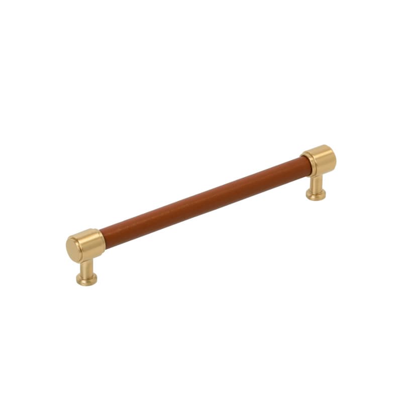 192mm Fairlane Cabinet Pull, Cognac Leather/Champagne Bronze