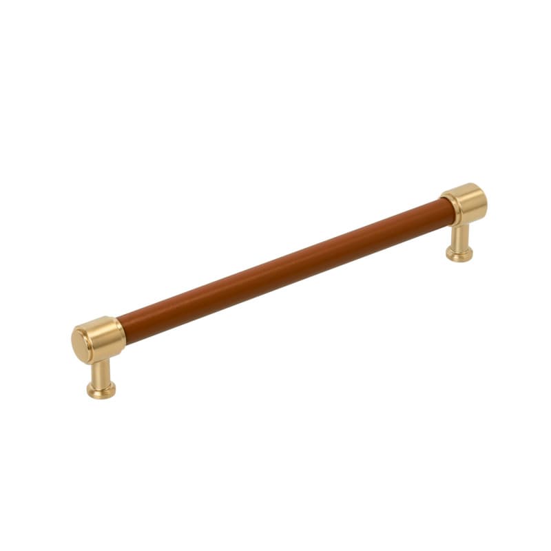 305mm Fairlane Appliance Pull, Cognac Leather/Champagne Bronze