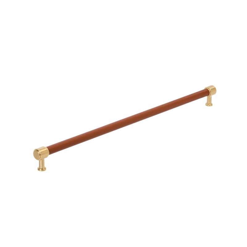 610mm Fairlane Appliance Pull, Cognac Leather/Champagne Bronze