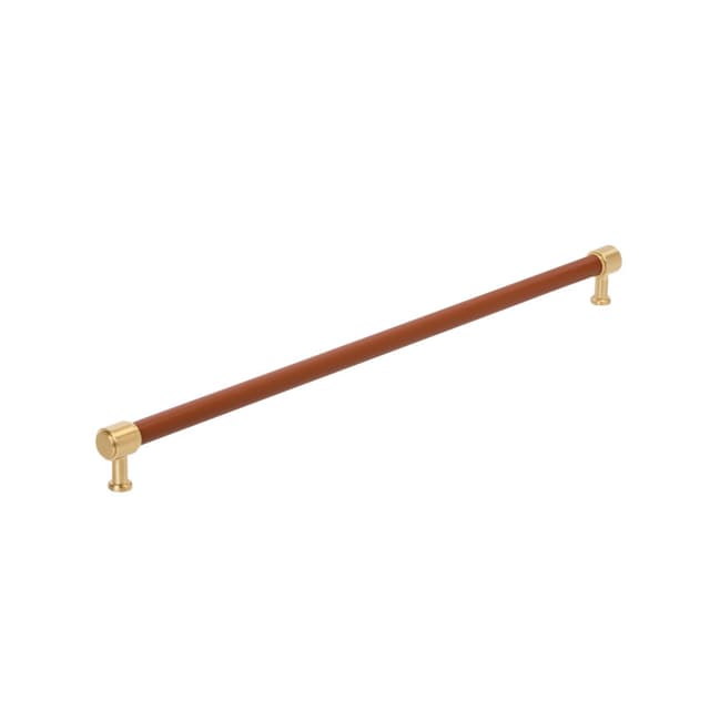 610mm Fairlane Appliance Pull, Cognac Leather/Champagne Bronze