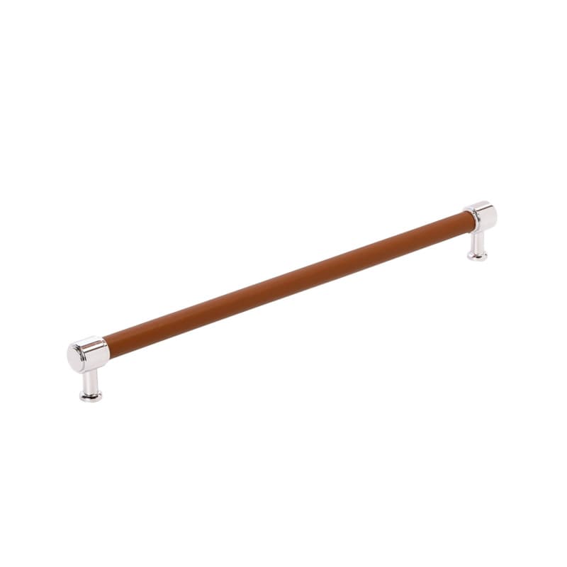 457mm Fairlane Appliance Pull, Cognac Leather/Polished Nickel