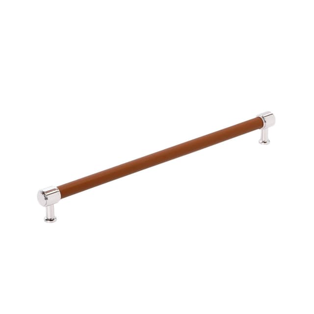 457mm Fairlane Appliance Pull, Cognac Leather/Polished Nickel