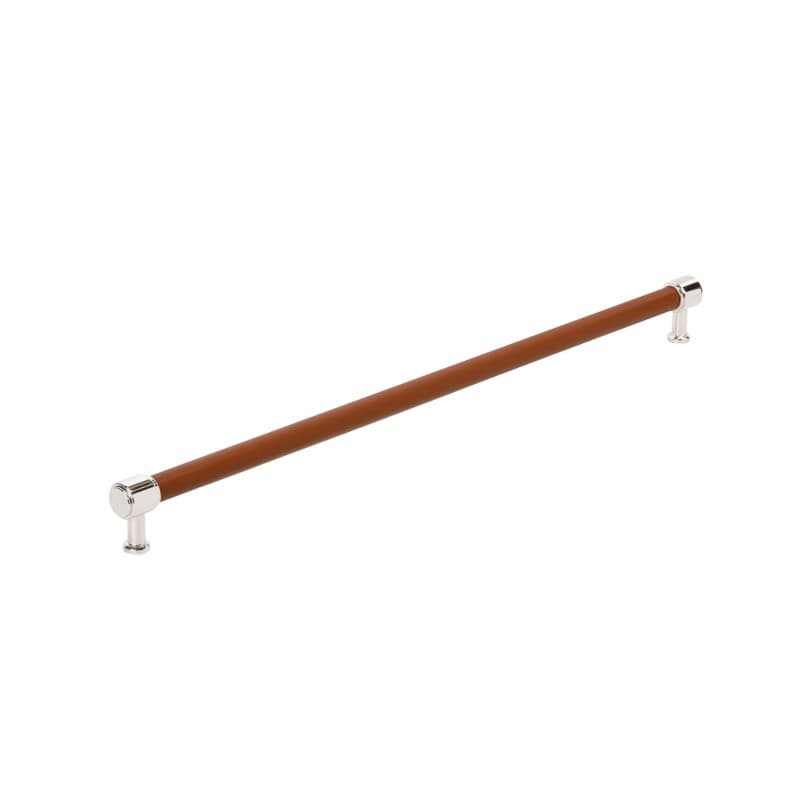 610mm Fairlane Appliance Pull, Cognac Leather/Polished Nickel