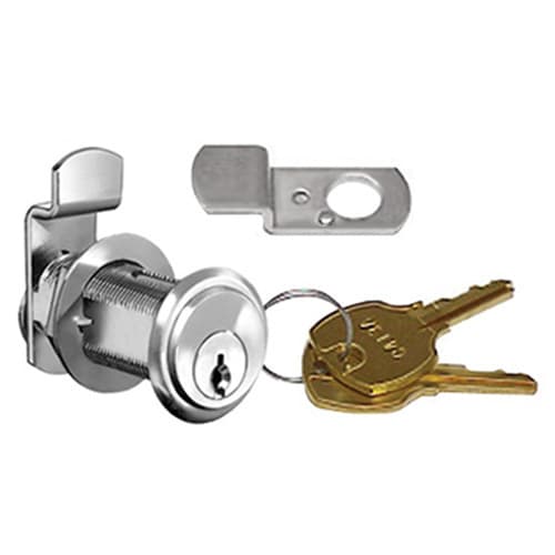 8108 Pin Tumbler Cylinder Cam Lock for Lipped/Overlay Application, Dull Chrome, Keyed Different