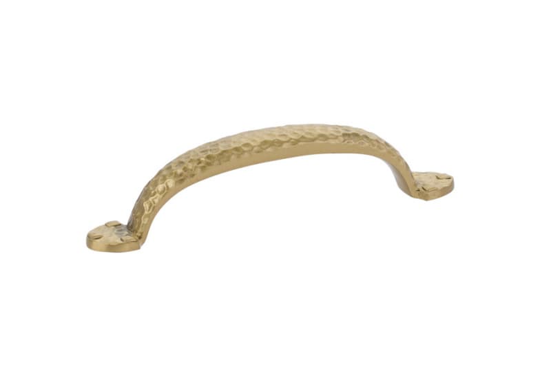 4" Hammered Drawer Pull, Satin Brass