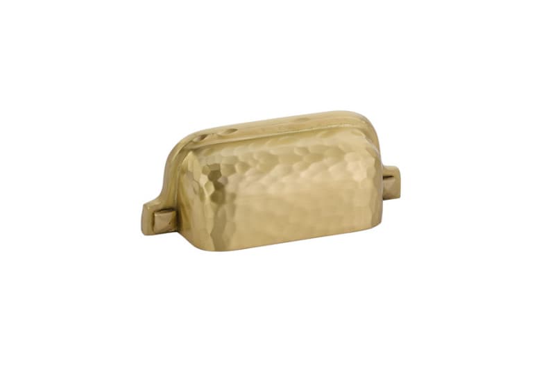 3" Hammered Bin Cup Pull, Satin Brass