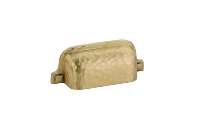 3" Hammered Bin Cup Pull, Satin Brass