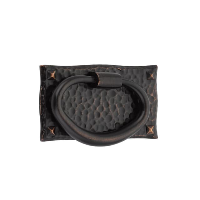 3" x 1-3/4" Hammered Oval Ring Cabinet Pull, Oil Rubbed Bronze