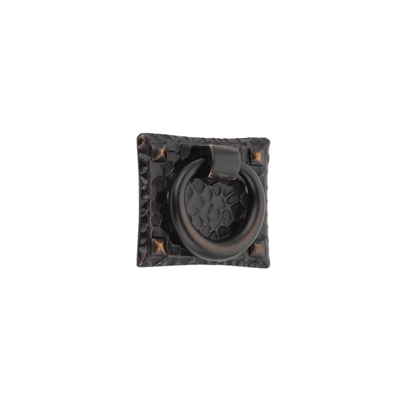 1-3/4" x 1-1/2" Hammered Small Ring Cabinet Pull, Oil Rubbed Bronze