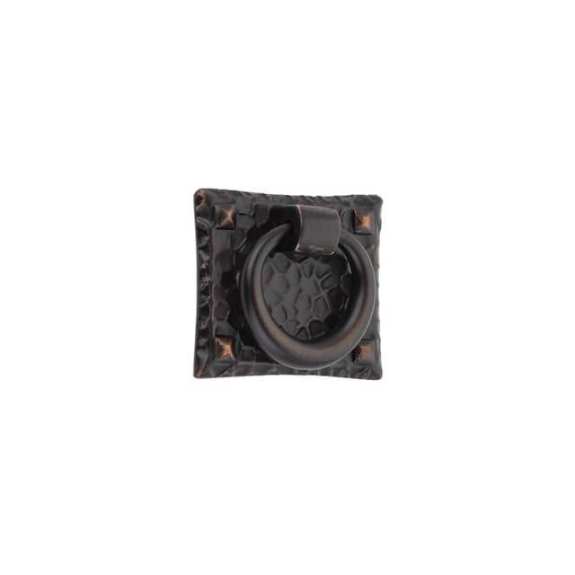 1-3/4" x 1-1/2" Hammered Small Ring Cabinet Pull, Oil Rubbed Bronze