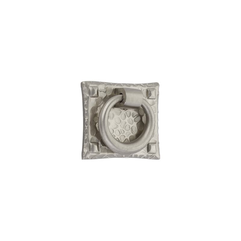 1-3/4" x 1-1/2" Hammered Small Ring Cabinet Pull, Satin Nickel