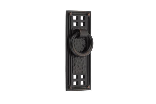 1-1/2" 1-1/2" Hammered Vertical Ring Cabinet Pull, Oil Rubbed Bronze