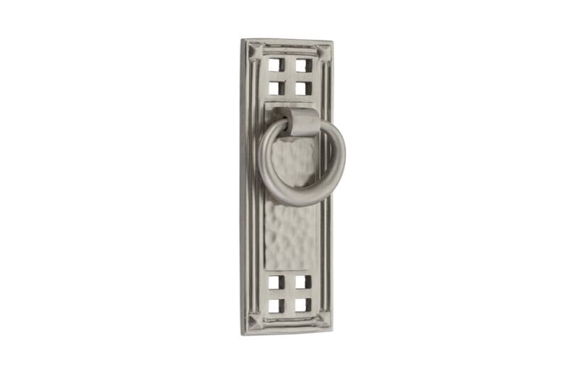 1-1/2" 1-1/2" Hammered Vertical Ring Cabinet Pull, Satin Nickel