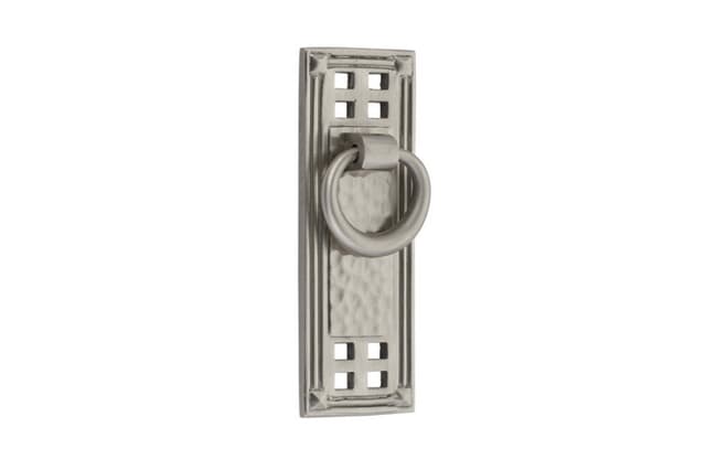 1-1/2" 1-1/2" Hammered Vertical Ring Cabinet Pull, Satin Nickel