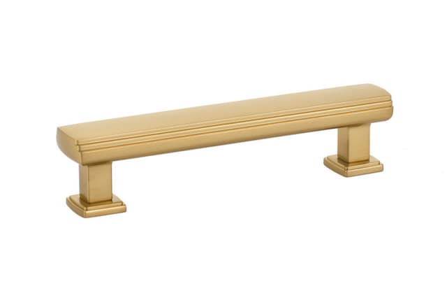 4" Art Deco Cabinet Pull, Satin Brass