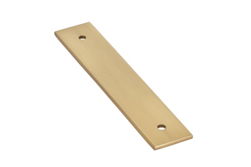 5-1/4" Art Deco Rectangular Cabinet Backplate for Pull, Satin Brass