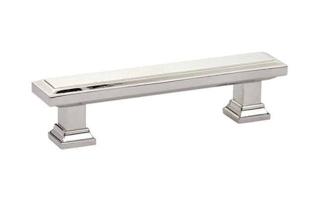 3-1/2" Geometric Rectangular Cabinet Pull, Polished Nickel