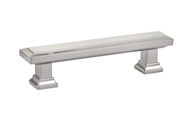 3-1/2" Geometric Rectangular Cabinet Pull, Satin Nickel