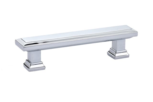 3-1/2" Geometric Rectangular Cabinet Pull, Polished Chrome