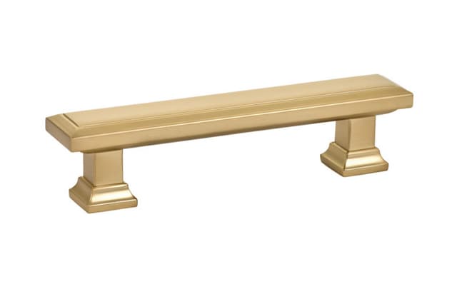 3-1/2" Geometric Rectangular Cabinet Pull, Satin Brass