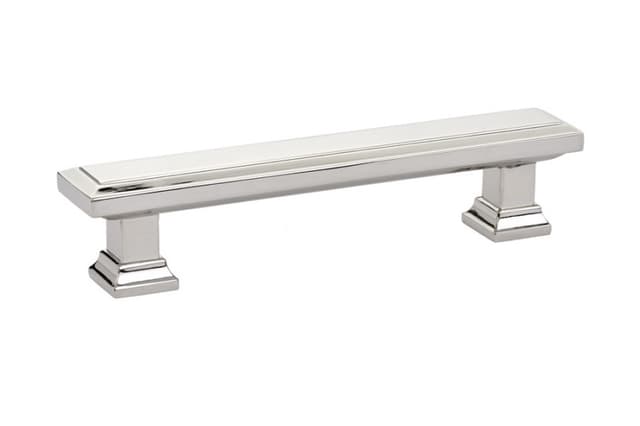 4" Geometric Rectangular Cabinet Pull, Polished Nickel