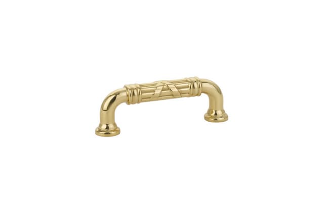 3" Ribbon/Reed Estate Cabinet Pull, Polished Brass