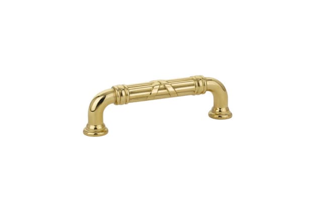 3-1/2" Ribbon/Reed Estate Cabinet Pull, Polished Brass