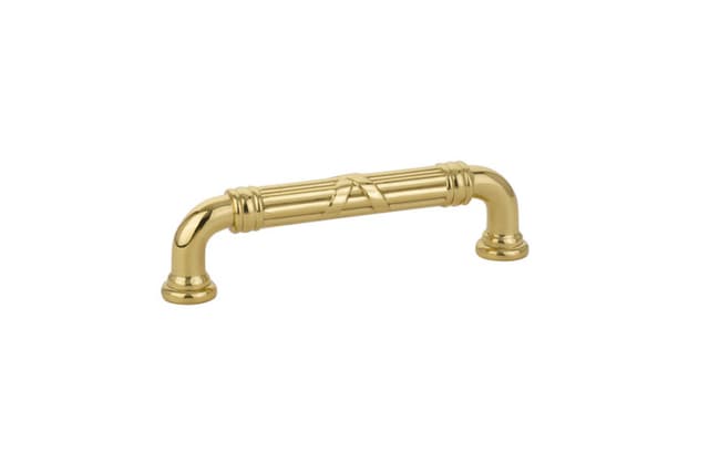 4" Ribbon/Reed Estate Cabinet Pull, Polished Brass