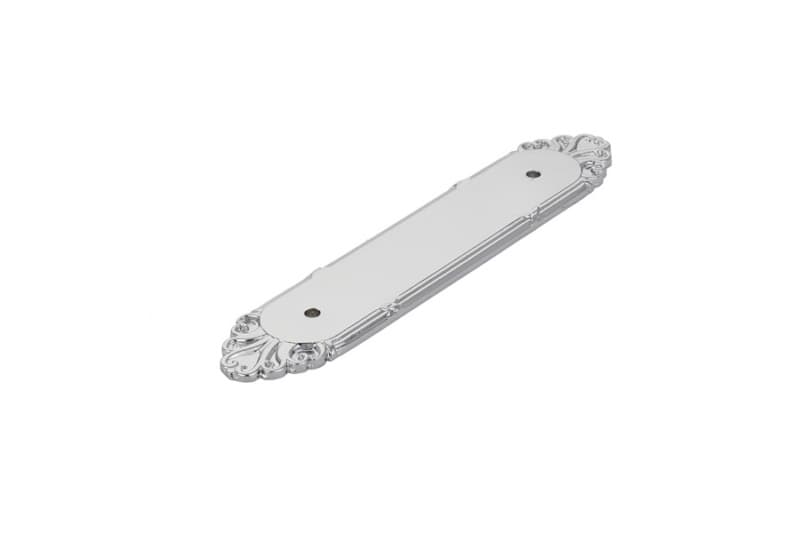6-3/4" Ribbon/Reed Cabinet Backplate for Pull, Polished Chrome