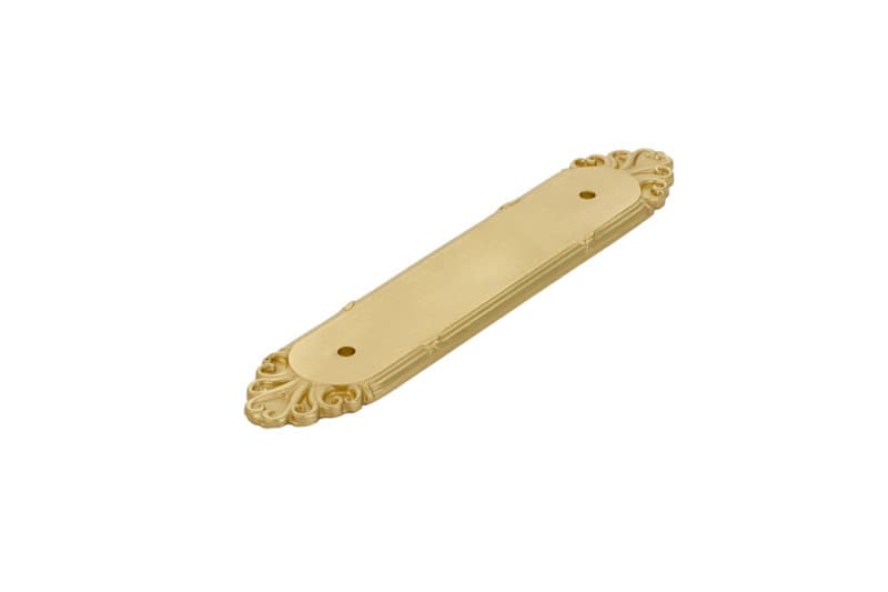 6-3/4" Ribbon/Reed Cabinet Backplate for Pull, Polished Brass