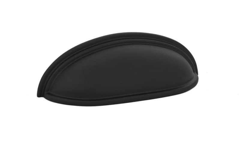 4" Cup Cabinet Pull, Flat Black