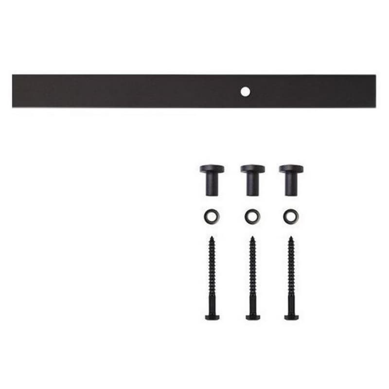 48" Flat Rail for Rolling Barn Doors with 3 Mounting Brackets, Black