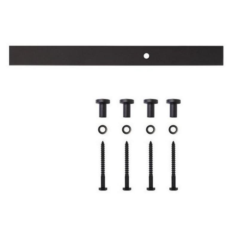 60" Flat Rail for Rolling Barn Doors with 4 Mounting Brackets, Black