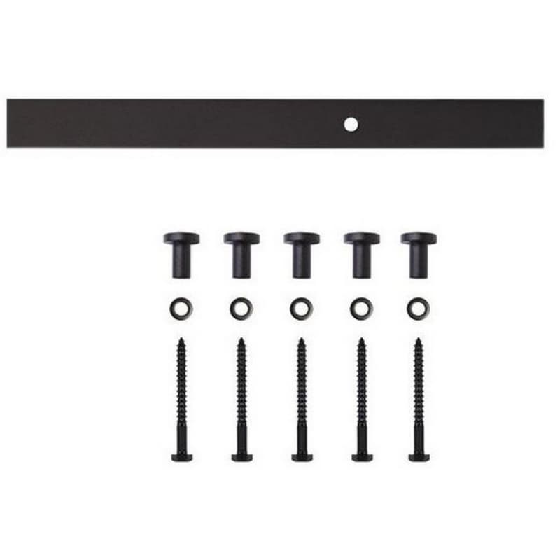72" Flat Rail for Rolling Barn Doors with 5 Mounting Brackets, Black