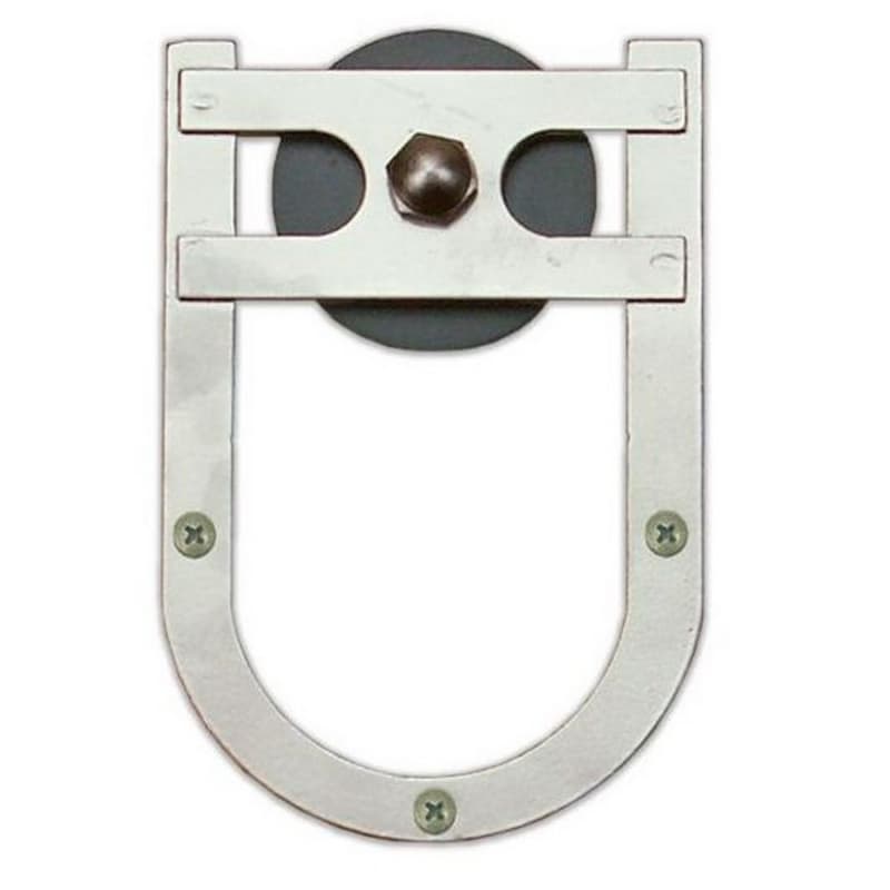 Horseshoe Strap with Roller for Rolling Barn Doors, Satin Nickel