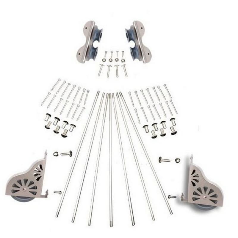 Rolling Hardware Kit for 16" Wide Library Ladder, Satin Nickel Finish