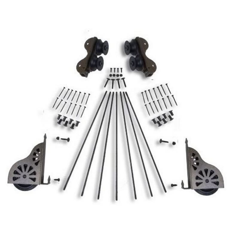 Rolling Hardware Kit for 16" Wide Library Ladder, Hammered Antique Brass Finish