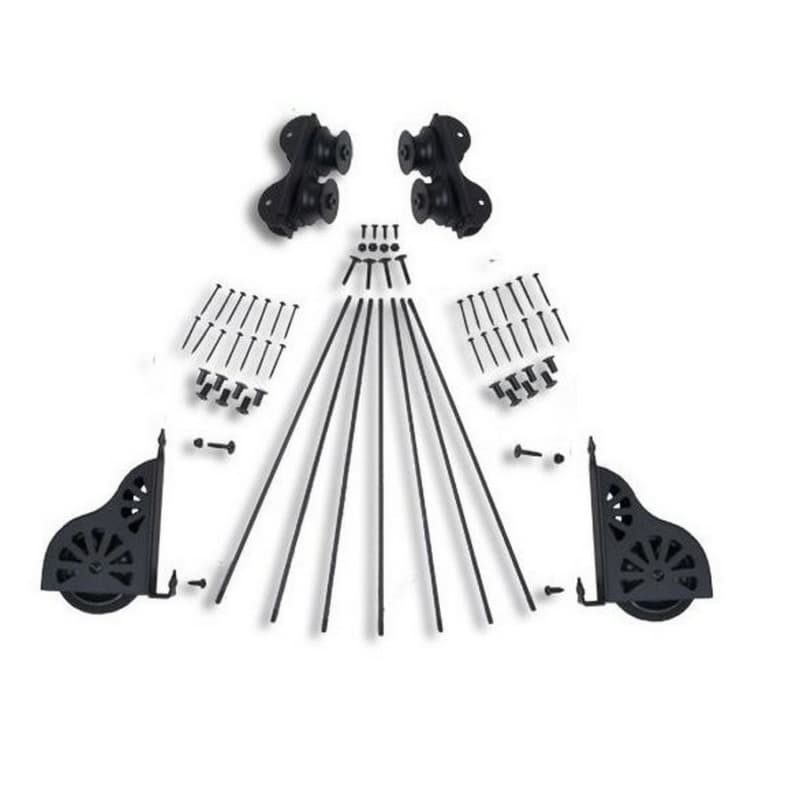 Rolling Hardware Kit for 16" Wide Library Ladder, Black Finish