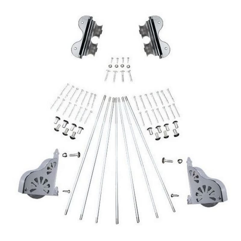 Rolling Hardware Kit with Break for 20" Wide Library Ladder, Polished Chrome Finish